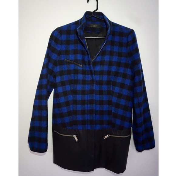 Zara Jackets & Blazers - Zara wool plaid and faux leather coat.